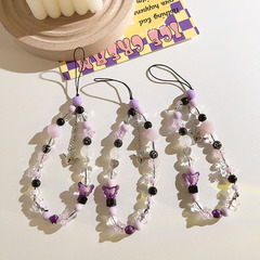 ins溫柔感紫色星星手提鏈吊墜掛飾通用手機殼ccd相機掛鏈手機掛繩