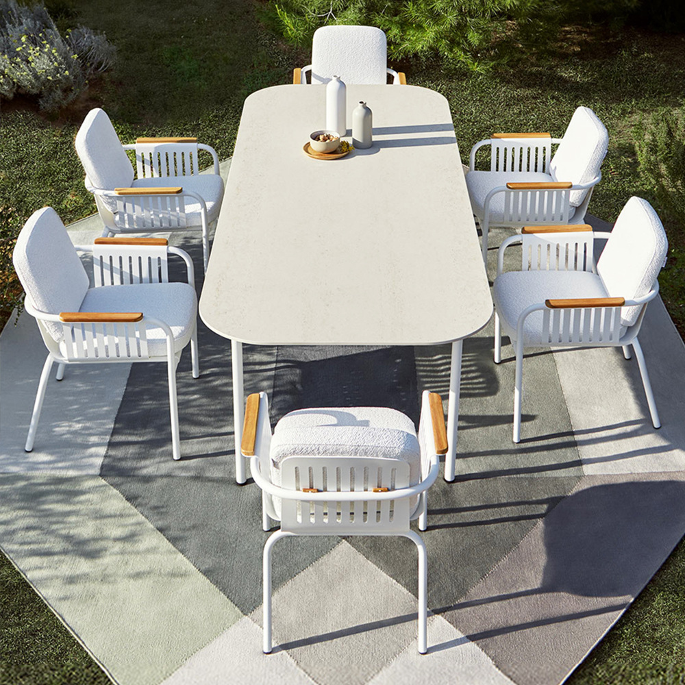 Outdoor table and chair set, minimalist, casual, waterproof, sunproof, villa courtyard garden three-piece set, balcony patio small coffee table combination