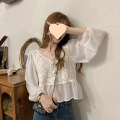 Spring and Autumn 2025 large-size women's clothing Korean Fanxian long-sleeved tops make you look slim and cover your belly collar bottoming shirt 200 catties