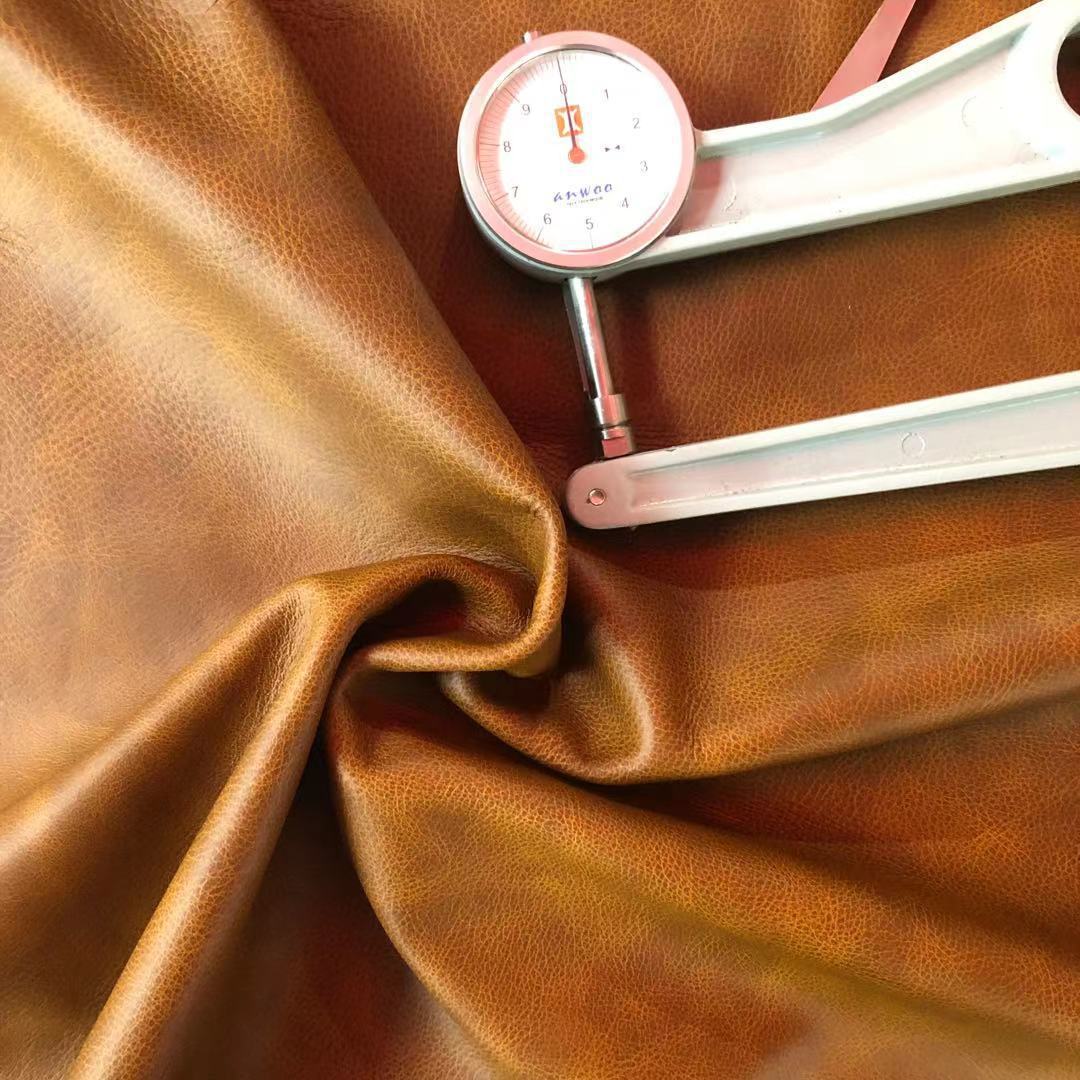 油蜡头层牛皮复古家私黄棕色欧美油皮整张真皮面料厂家批发油蜡皮