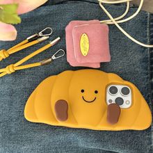 立体仿真支架牛角包iPhone16苹果适用13/14pro max手机壳防摔挂绳