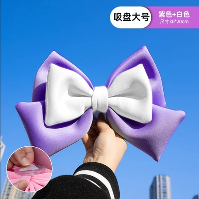 full helmet decoration women wholesale: Motosiklet ləvazimatları və aksesuarları - purple-and-white-bow-large-size-3020cm