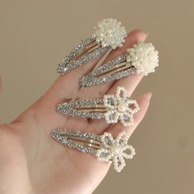 韩系亮闪闪珍珠花朵发夹女2025新款侧边夹刘海夹BB夹碎发夹发饰