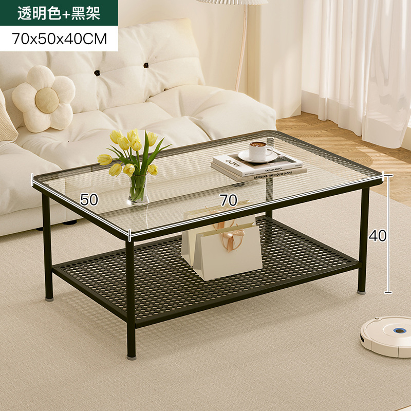 Mesa lateral del sofá Mesa de centro de la sala de estar para el hogar Mesa de té de lujo ligera de alta calidad Mesa de té Estilo crema Mesa pequeña de vidrio templado