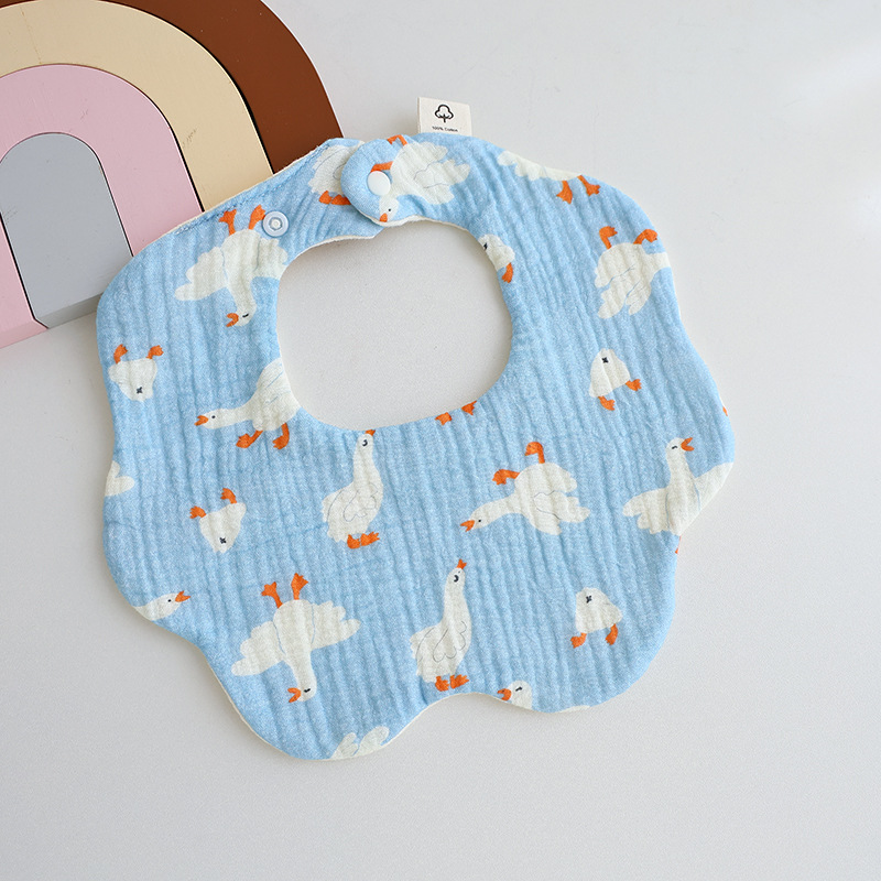 Babero de gasa de algodón de seis capas para niños, toalla para la saliva tipo cuello, babero giratorio para bebés, anti-regurgitación, protección para el vientre.