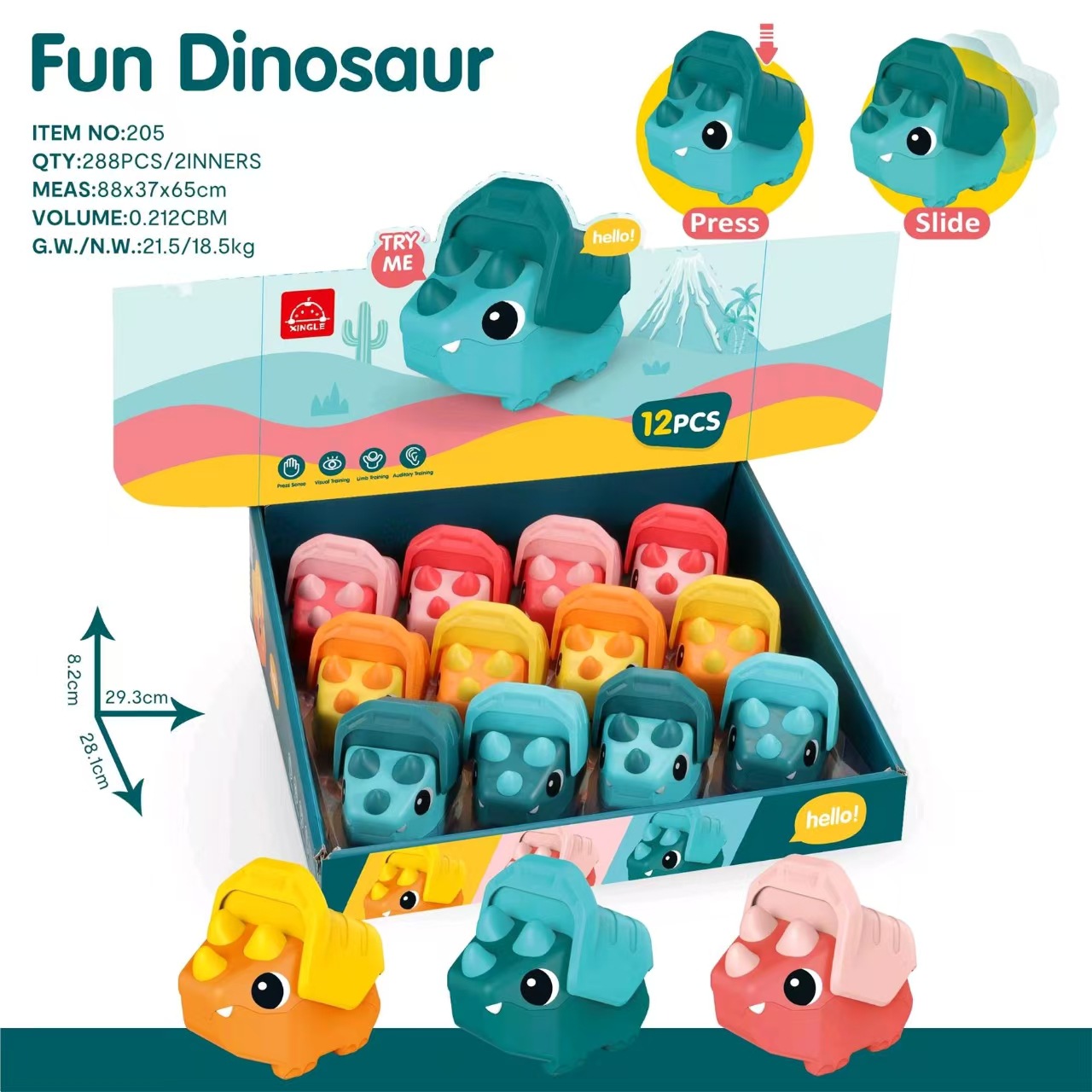 트리케라톱스를 누르세요 [디스플레이 상자당 12개, 개당 288개]