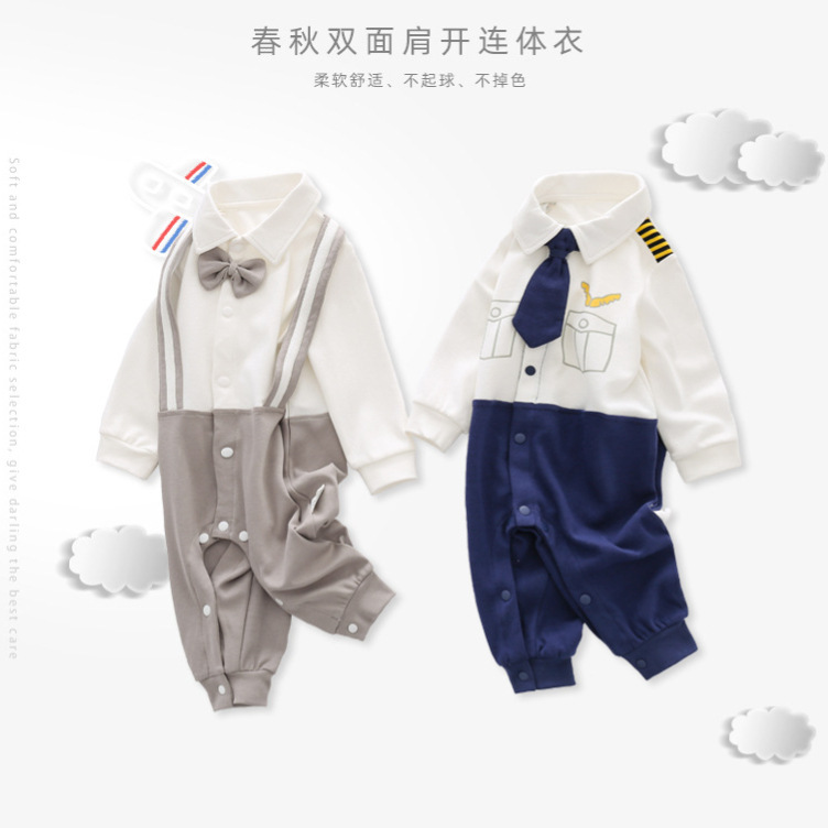 Baby Fashion Jumpsuit Pure Cotton Baby Spring & Fall Long-Sleeved Robe Newborn Autumn and Winter Crawler Clothing Outing Dress