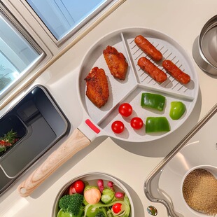 Three-In-One Frying Pan, Multi-Functional Frying Pan, Frying Frying Pan, Non-Stick Frying Pan, Omelette Pan, Separated Steak Stripesd Non-Stick Frying Pan