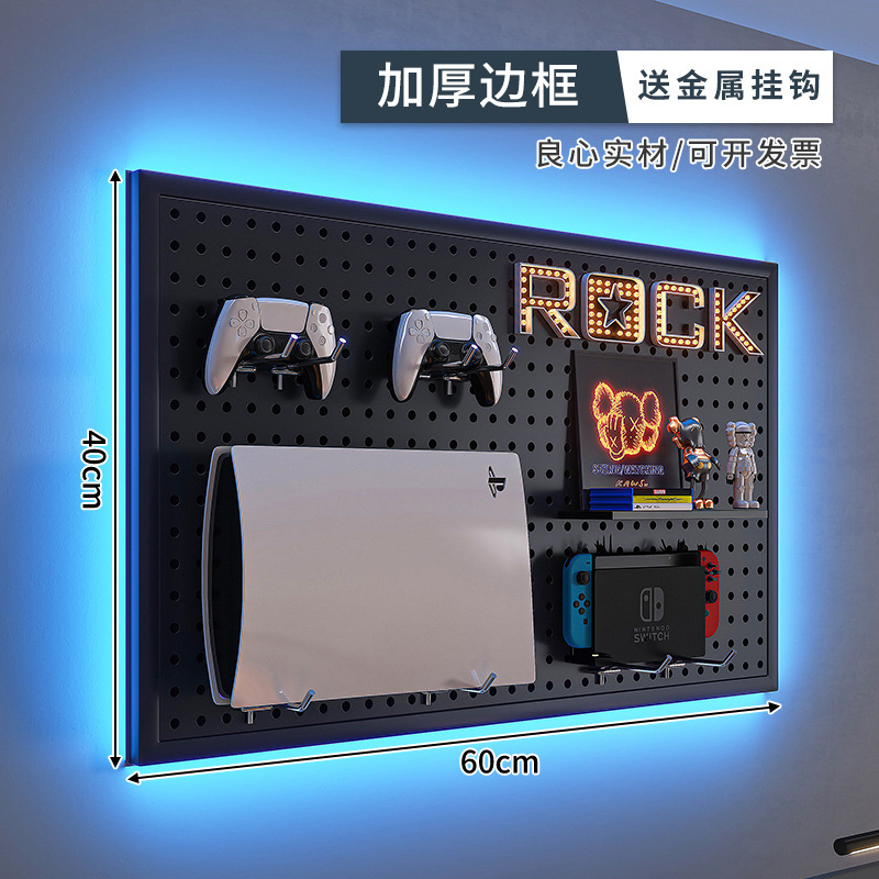 E-deportes Sala agujero tablero negro estante de la pared estudio superior escritorio de la computadora colgante de pared tablero de almacenamiento de hierro Decoración