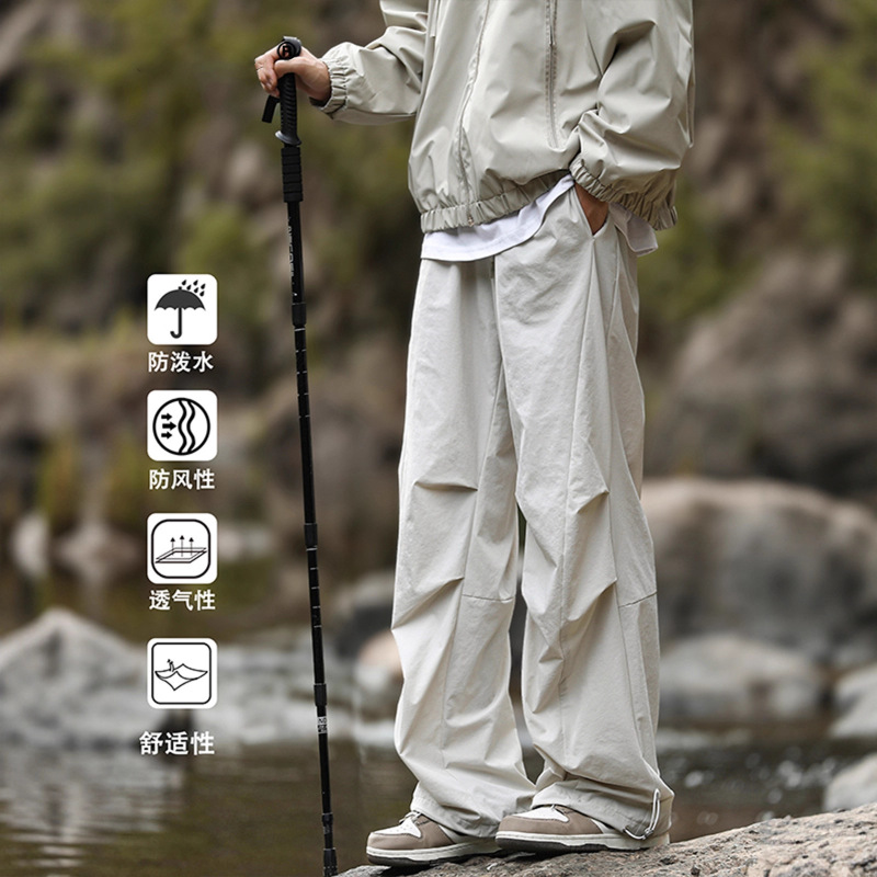 American-Style Pleated Softshell Pants for Men, Loose Straight Casual Quick-Dry Paratrooper Cargo Pants, Outdoor Mountain Hiking Long Pants American-Style Pleated Softshell Pants for Men, Loose Straight Casual Quick-Dry Paratrooper Cargo Pants, Outdoor Mountain Hiking Long Pants