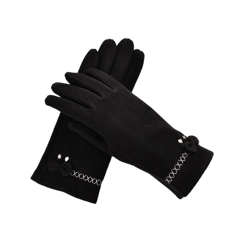Nuevos guantes cálidos de piel de conejo para mujer, guantes de invierno y otoño, guantes Xinji, a prueba de viento, forrados de lana, a prueba de frío, versión gruesa, venta al por mayor.