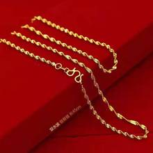 仿黄铜镀金女士项链水波链 细盒子链 O字链仿金饰品厂家批发