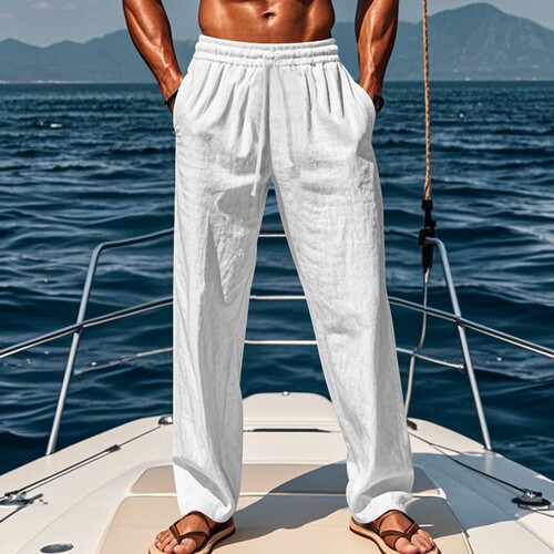 2025 Amazon Wish AliExpress Men's Hip-Hop Breathable Linen Loose Casual Sports Pants for Spring and Autumn in Europe and America