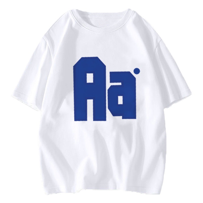 Camiseta de seda de hielo fría Hong Kong vientos bola pequeña camiseta de cuello redondo de manga corta moda para hombres y mujeres con una variedad de ropa casual para parejas