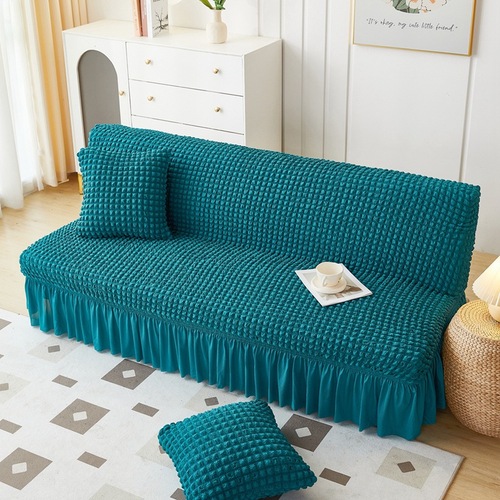 Factory direct sales seersucker solid color sofa bed cover elastic all-inclusive simple armless sofa cover wholesale
