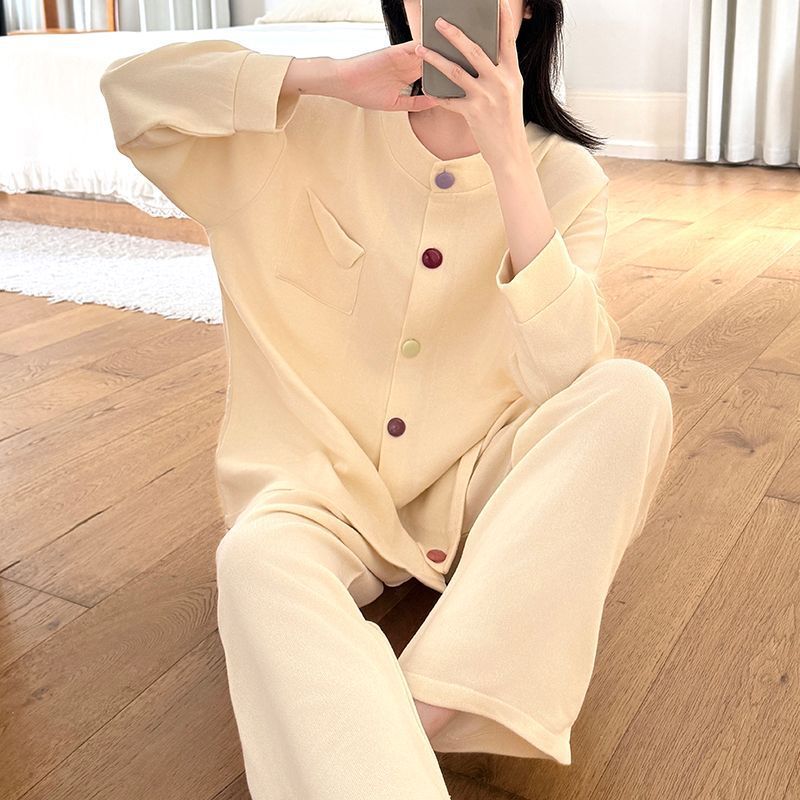 冬天简约德绒可外穿女款睡衣套装2025新款纯色加厚保暖家居服冬款|undefined