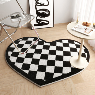 Ins Style Household Bedroom Bedside Blanket Cooling Plush Foot Mat Heart-shaped Cashmere Carpet Cloakroom Dressing Chair Mat