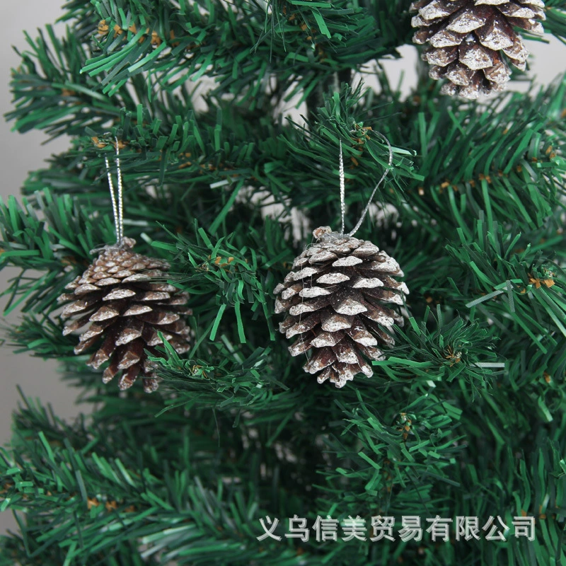 R Christmas decoration pine cone Christmas tree decoration original color pine cone 5CM pendant white edge pine cone hanging ornaments in stock