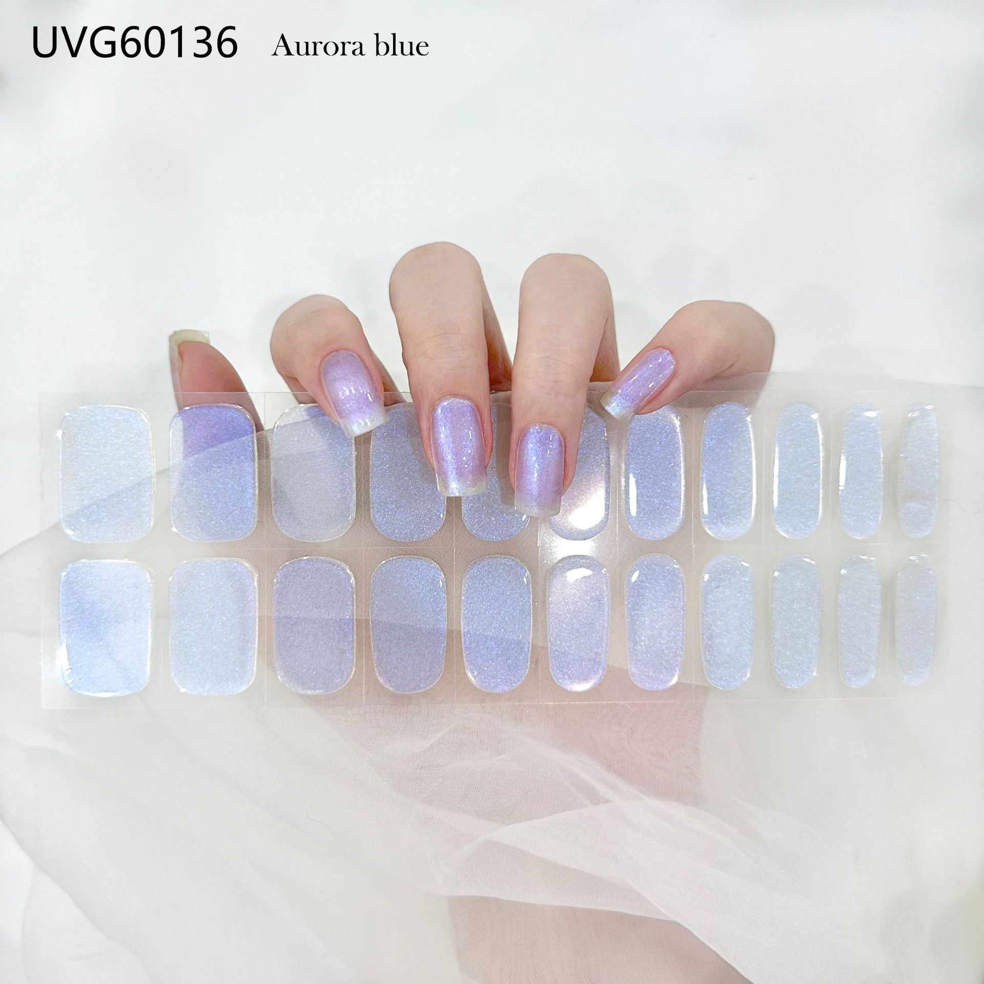 Pegatinas de uñas de gel UV transparentes efecto hielo, semicuradas, con lámina dorada, fototerapia, efecto película de aceite