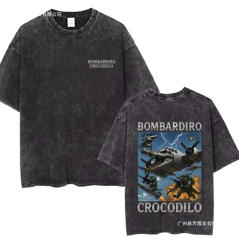 Bombardier Crocodile Crocodile Aircraft Bomber Funny Meme Washed Retro T-Shirt Men Women Casual Style Bombardier Crocodile Crocodile Aircraft Bomber Funny Meme Washed Retro T-Shirt Men Women Casual Style