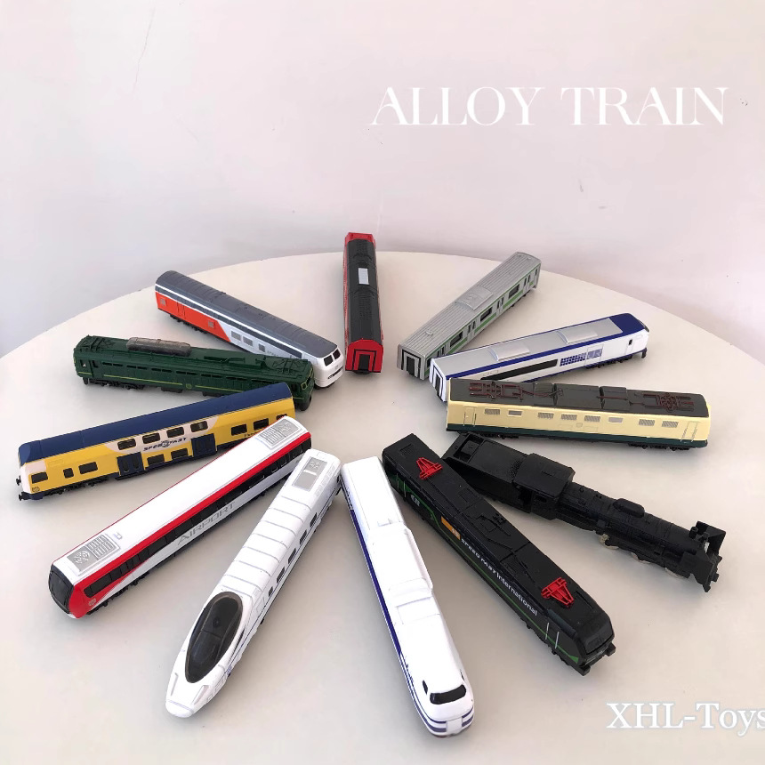 Children's simulation alloy car model world high-speed rail car green leather train harmony train model ornaments toys