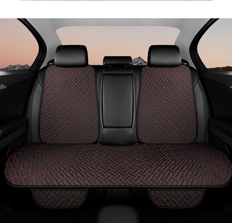 Manufacturer Wholesale Universal Car Seat Cushion Linen Striped Small Three-Piece Backrest Four-Season Tie-Free Anti-Slip Foreign Trade Explosion Single Seat