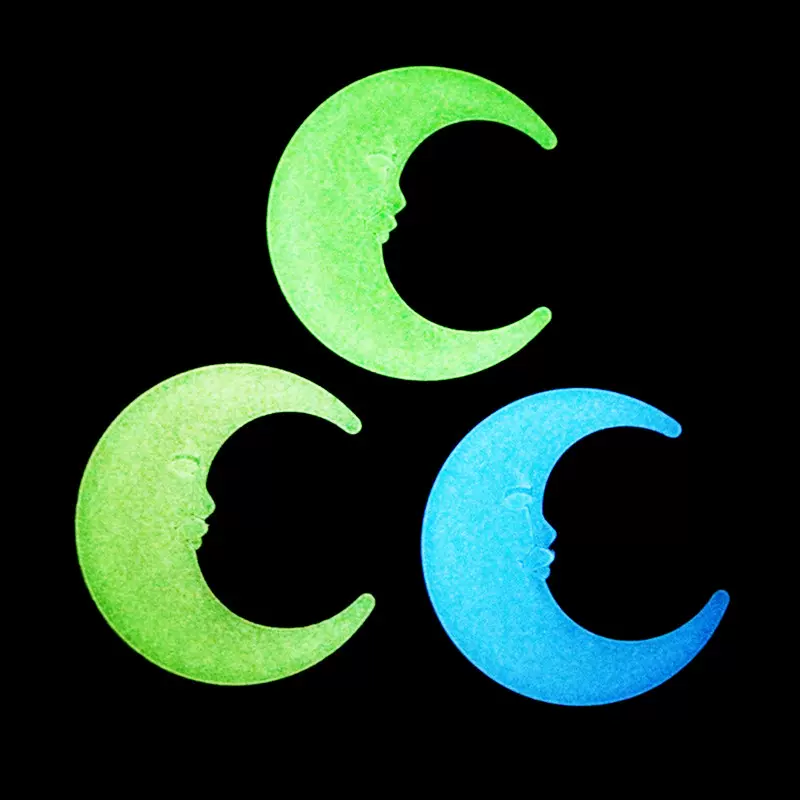 4cm彩色夜光月亮墙贴 8cm发光月球窗贴冰箱贴荧光2cm弯月贴纸批发