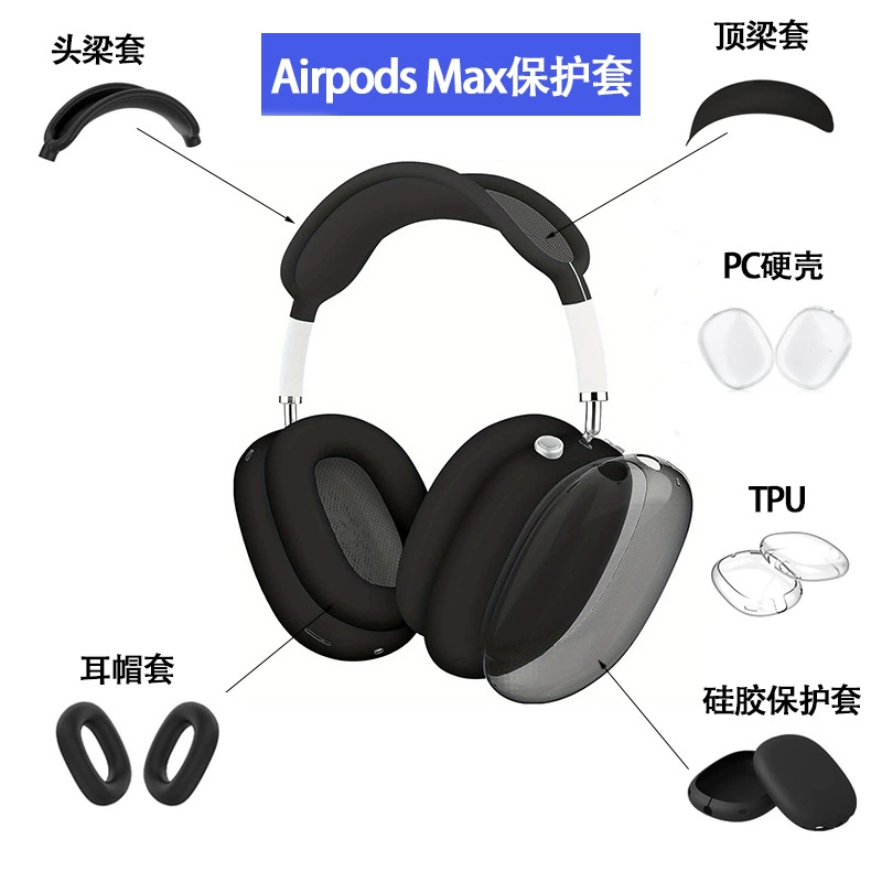 For Apple Airpods Max Earphone Case Protective Case Tpu Silicone Transparent Protective Case Earphone Case Three-piece Set