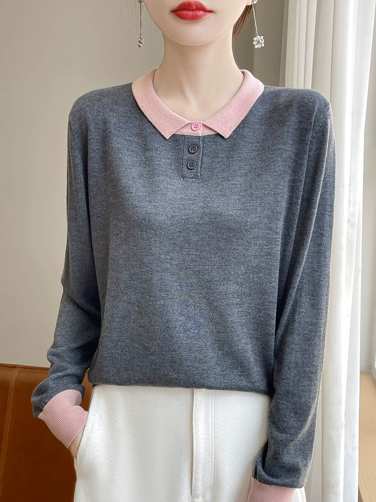 Autumn woolen sweater, body-friendly long-sleeve