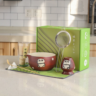 Cross-Border Exclusive Hand-Painted Cherry Blossom Japanese Matcha Tea Set with Bamboo Tea Whisk, Egg Beater, Stirring Brush, and Stand