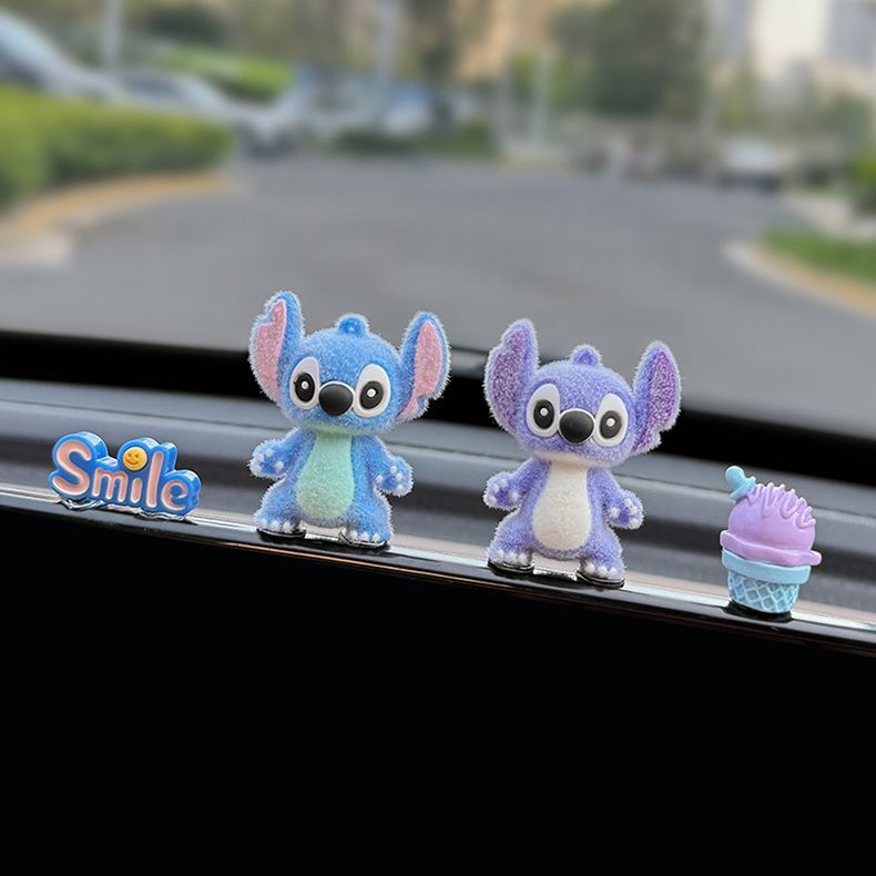 Cute Car Interior Screen Decoration, Car-Mounted Stitch Display Ornament, Doll Toy, New Model 2025