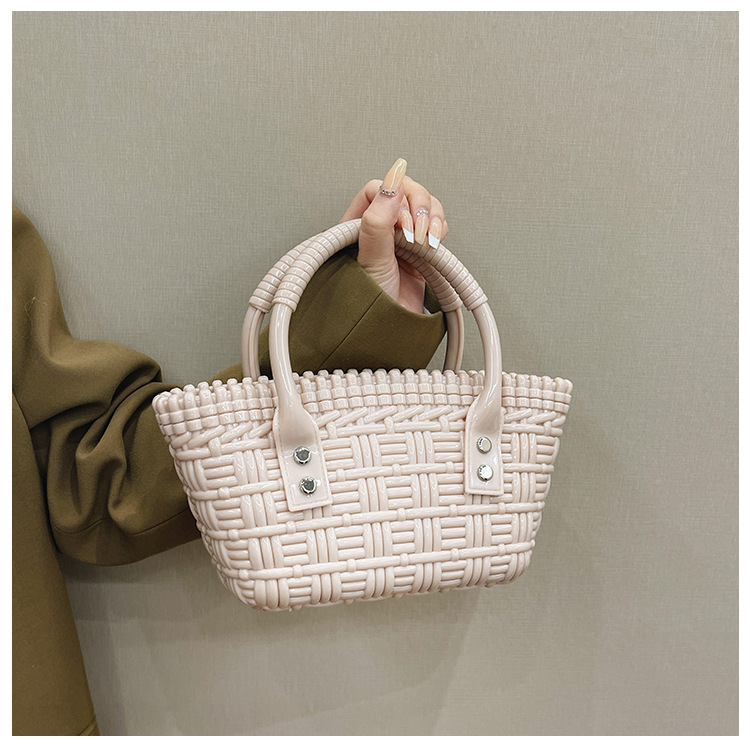 2025 New trendy and versatile crossbody mini vegetable basket jelly bag, fashionable hand-held woven bag, mini tote women's bag undefined