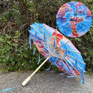 Nezha Magic Child Ao Bing Children's 56cm Tassel Umbrella Dance Catwalk Performance Craft Umbrella Oil Paper Umbrella Ancient Style Nezha Umbrella
