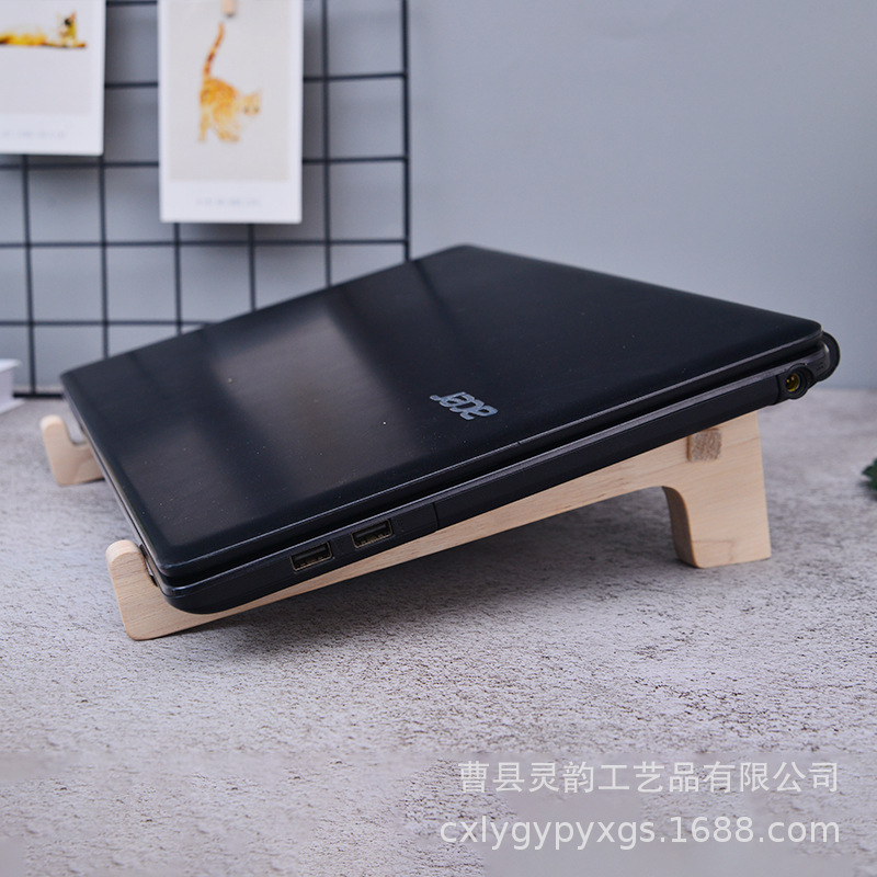 Madera de goma portátil ordenador soporte de madera sólida portátil refrigeración soporte de escritorio en stock al por mayor