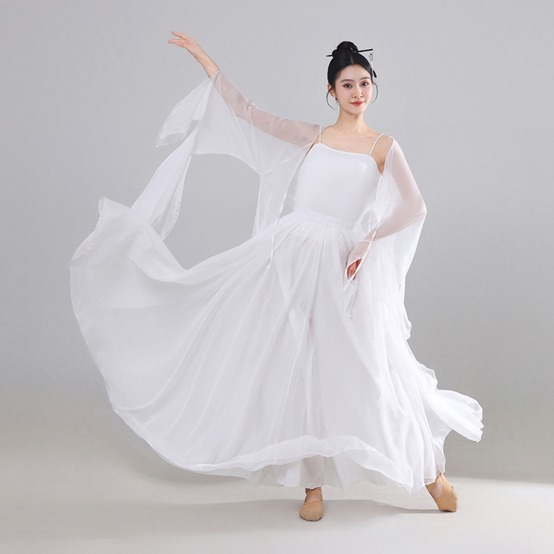 White cardigan top + full skirt