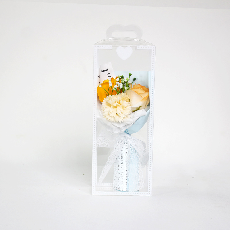 Azul + corazón caja transparente