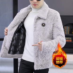Men's Coat Spring Autumn Winter 2024 New Fur Jacket Fur fleece-lined Clothes Men's Gold Mink Fleece Cotton-padded jacket Men's