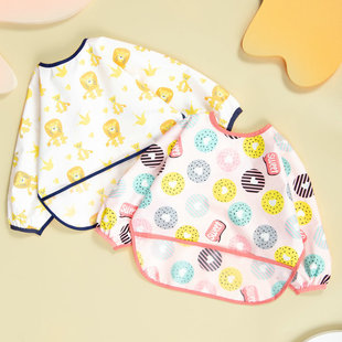 Full Waterproof Film Covering Overalls Infant Long-Sleeved Anti-Dressing Children's Dinner Bib Apron Kindergarten Anti-Dirty Overalls