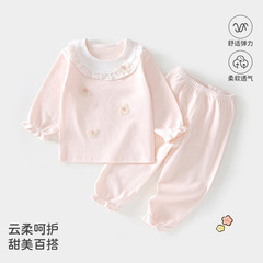 婴儿秋季新品宝宝套装满月百天长袖公主花边洋气连体衣衣服新款
