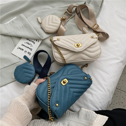 Bags for women  new embroidered thread mother-in-law bag versatile wide shoulder strap single shoulder crossbody bag chain handbag armpit bag