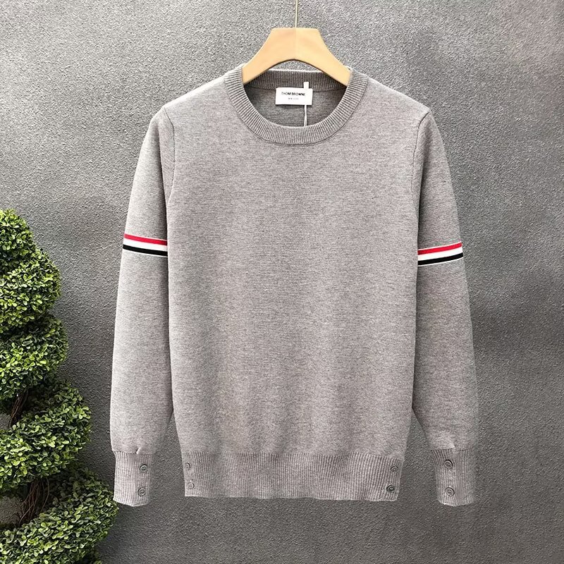 Pull tricoté à col rond blanc de haute qualité, marque tendance, nouvelle chemise de base de luxe légère pour hommes automne et hiver 2024_voghion.com