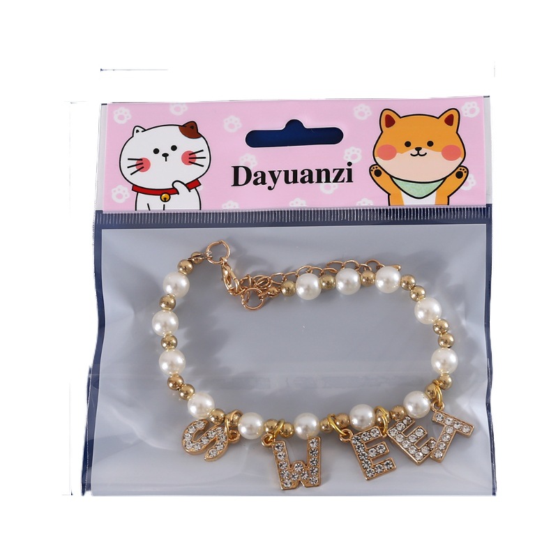 Collar de perlas de bebé letras colgante adorable mascota gatos accesorios de moda collar joyas al por mayor