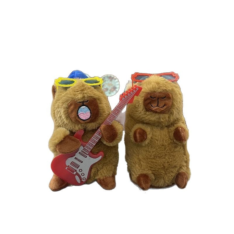 カピバラのカピバラの電動の爆発の赤い本の同じ種類のぬいぐるみのおもちゃは声を出して録音して歌って踊ります。|undefined