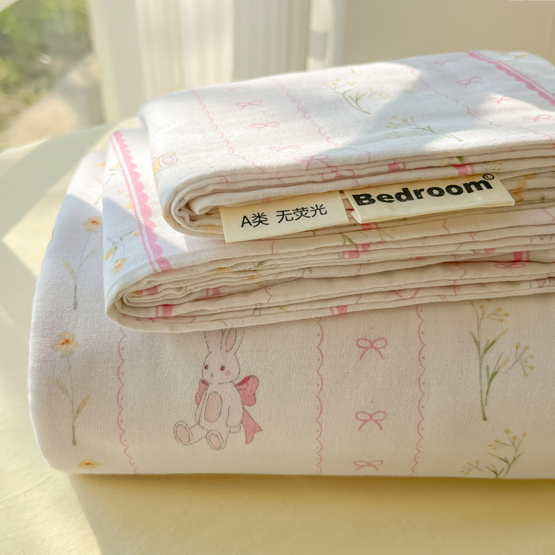 母子グレード A タイプ裸睡眠純綿シーツ小さな新鮮な綿シングルピース学生寮シングルとダブル枕カバー 3 点セット