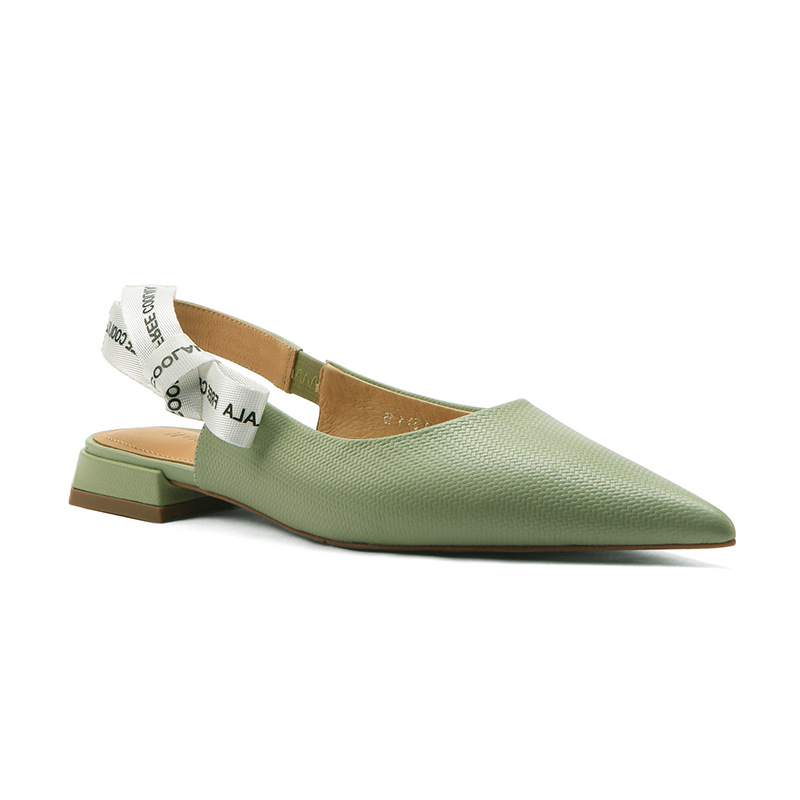 2024 New Low Heel Baotou Sandals Women's Summer Ins Trend European Station Mat Pattern Pointed Toe Flat Half Slippers_voghion.com