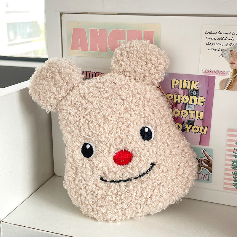 Cute capacious plush cartoon pencil case
