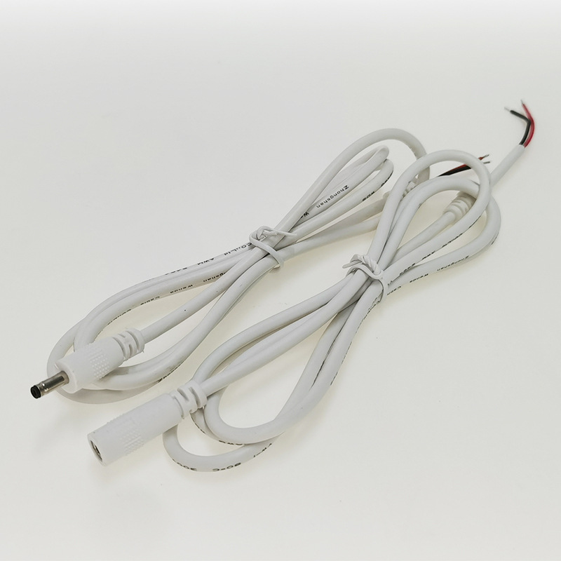 0.5mm² thickened DC plug wire with 2-core round sleeve, 12V monitoring power plug, LED public plug wire