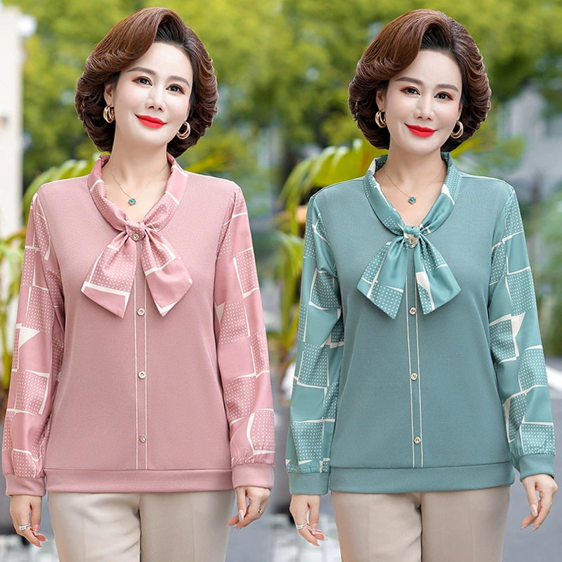 Женская одежда 2025: рубашка весна-осень, новый стиль, свободные топы для женщин среднего и пожилого возраста, клетчатая рубашка для бабушек
