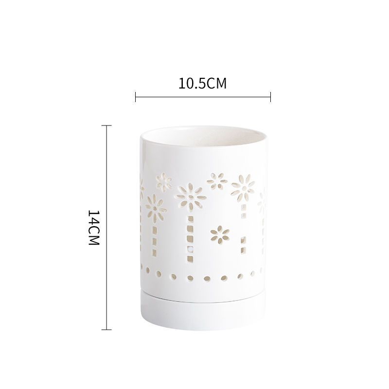 雕通筷筒白色【太阳花】