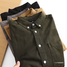 出口牛货！基础水洗外贸男装工厂尾货秋季新款纯色休闲长袖衬丽高